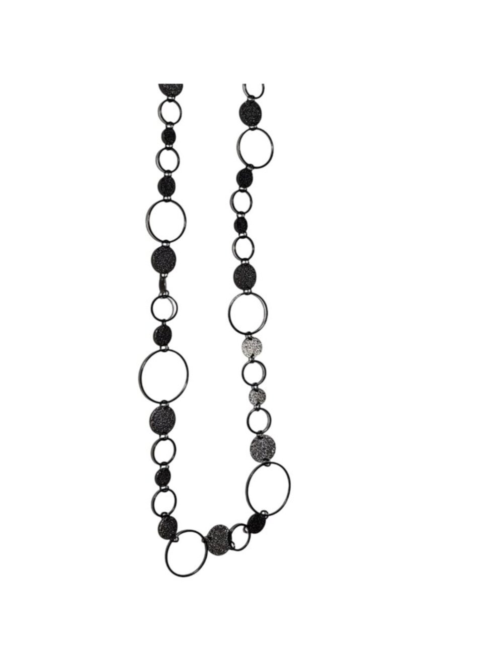 Elegant Coin Disc Necklace Black Silver Long Chain Classic Minimalist Jewelry